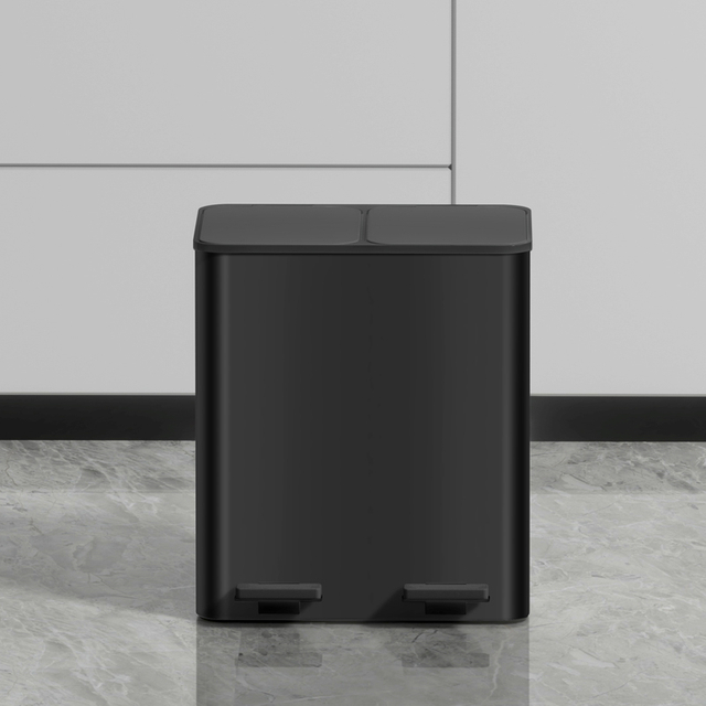 OEM & ODM 18/24/30/40L with Great Price stainless steel trash can Recycle Dual Compartments soft closing foot pedal trash can