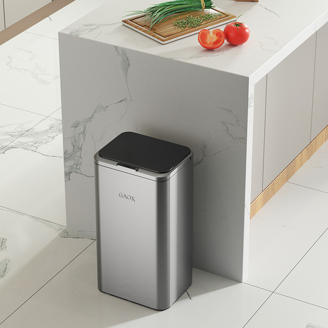 Rectangle Intelligent stainless steel trash can Electric Self Sealing Motion Garbage Smart Touchless Dustbin Automatic Bin