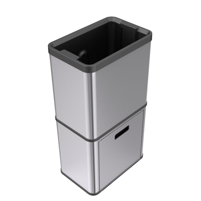 Household Garbage Recycling Bin 2 Compartments Stainless Steel Trash Can Print Customized Finger Acceptable 2238