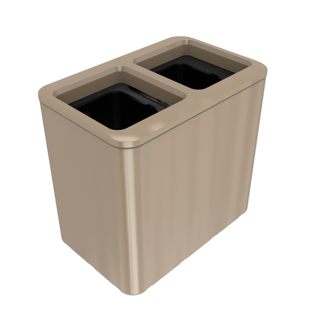 Household Garbage Recycling Bin 2 Compartments Stainless Steel Trash Can Print Customized Finger Acceptable