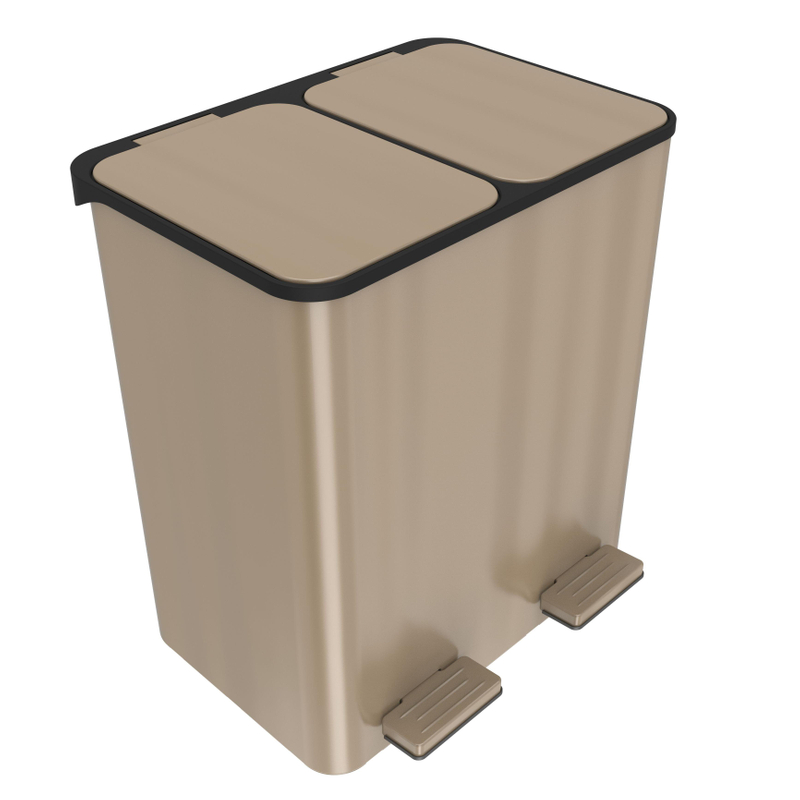High-quality OEM & ODM customized stainless steel trash can dry and wet classification 2 Compartment sealing Pedal bins