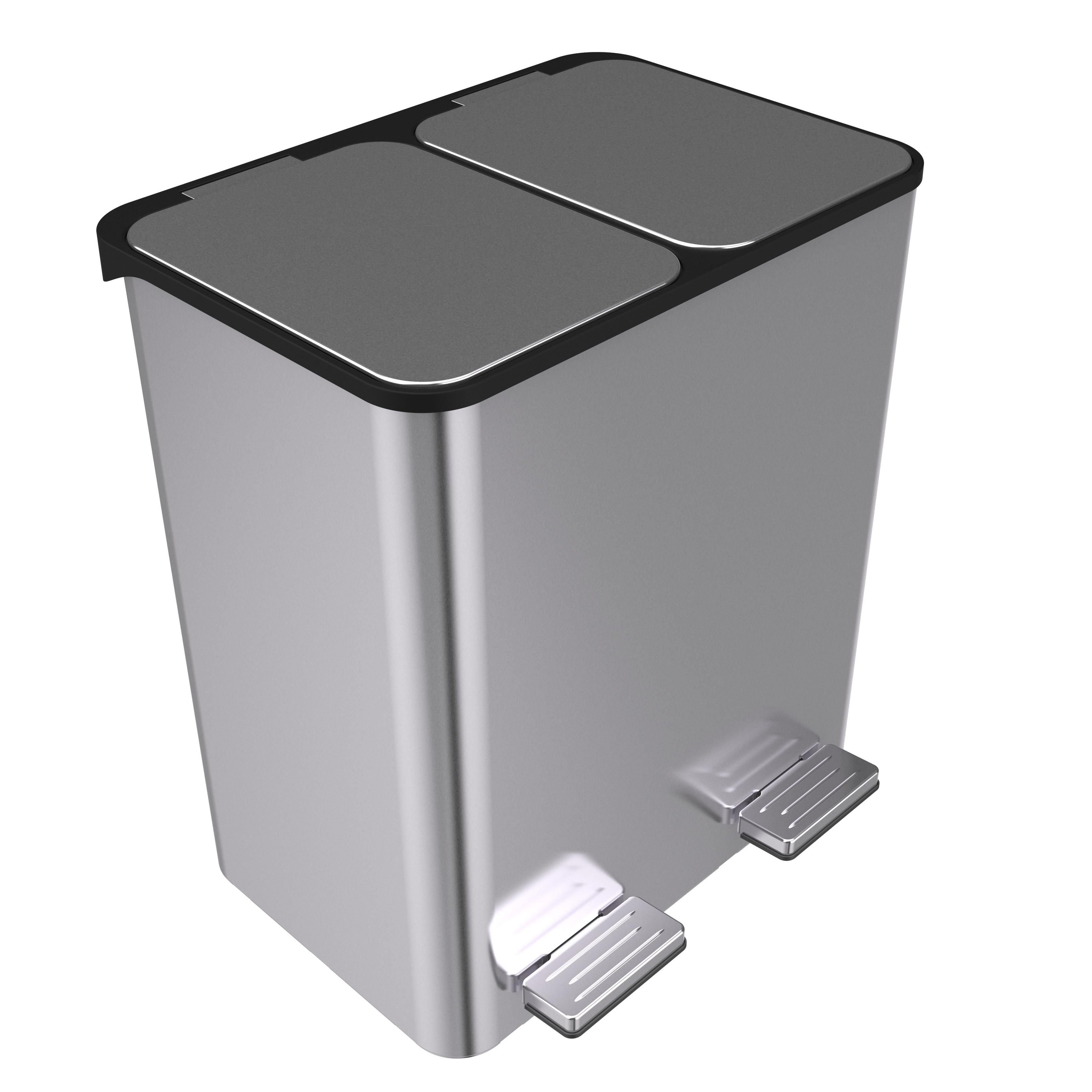 High-quality OEM & ODM customized stainless steel trash can dry and wet classification 2 Compartment sealing Pedal bins