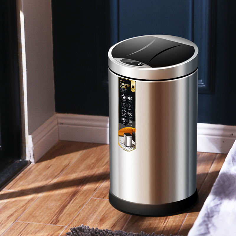 High Quality 6L Full Touchless Can battery kitchen rubbish With Manufacturer induction Smart stainless steel trash can