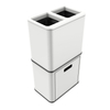 Household Garbage Recycling Bin 2 Compartments Stainless Steel Trash Can Print Customized Finger Accept
