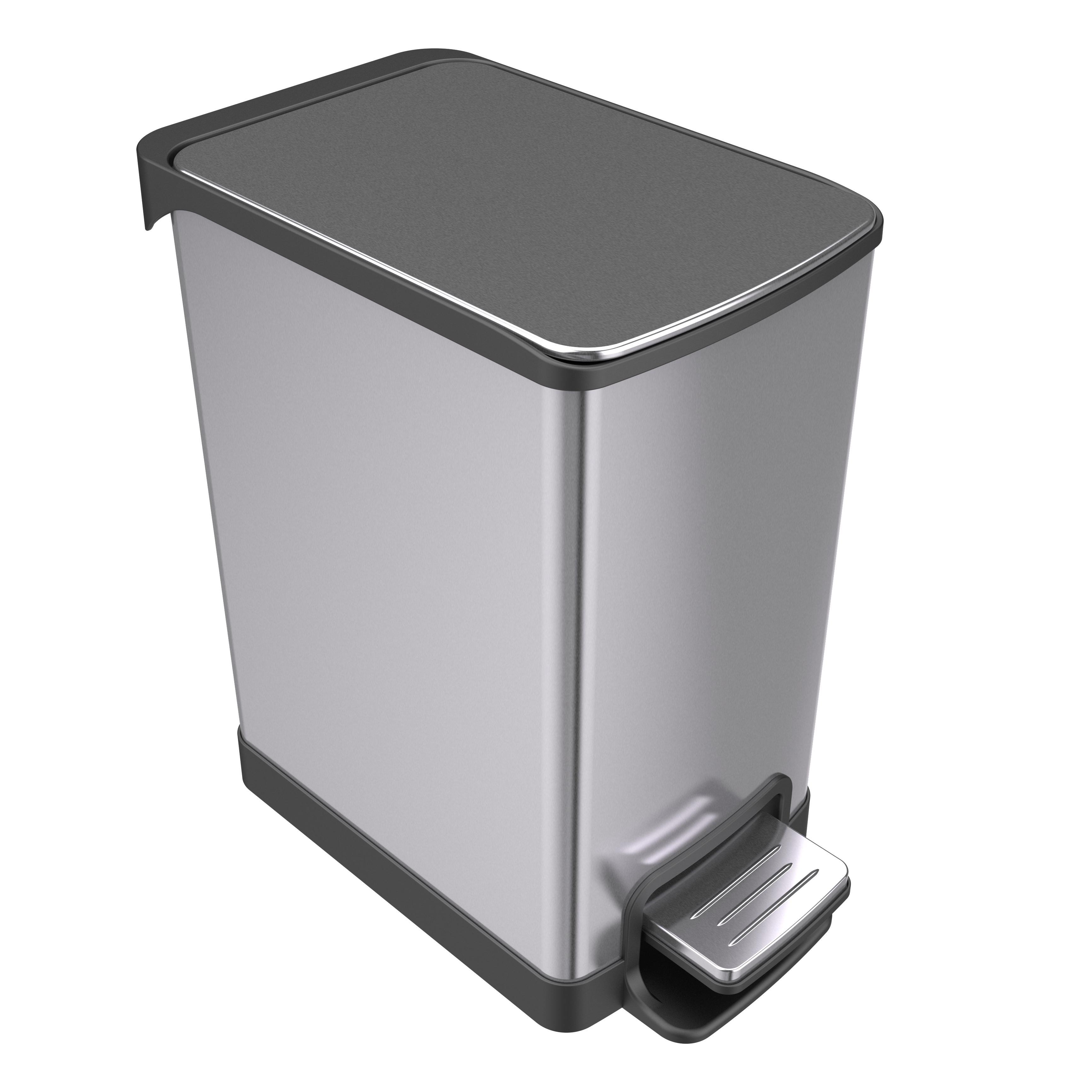 6L Design Slim stainless steel trash can with Step Pedal Easy-Close Lid Removable Liner Narrow Wastebasket foot pedal trash can