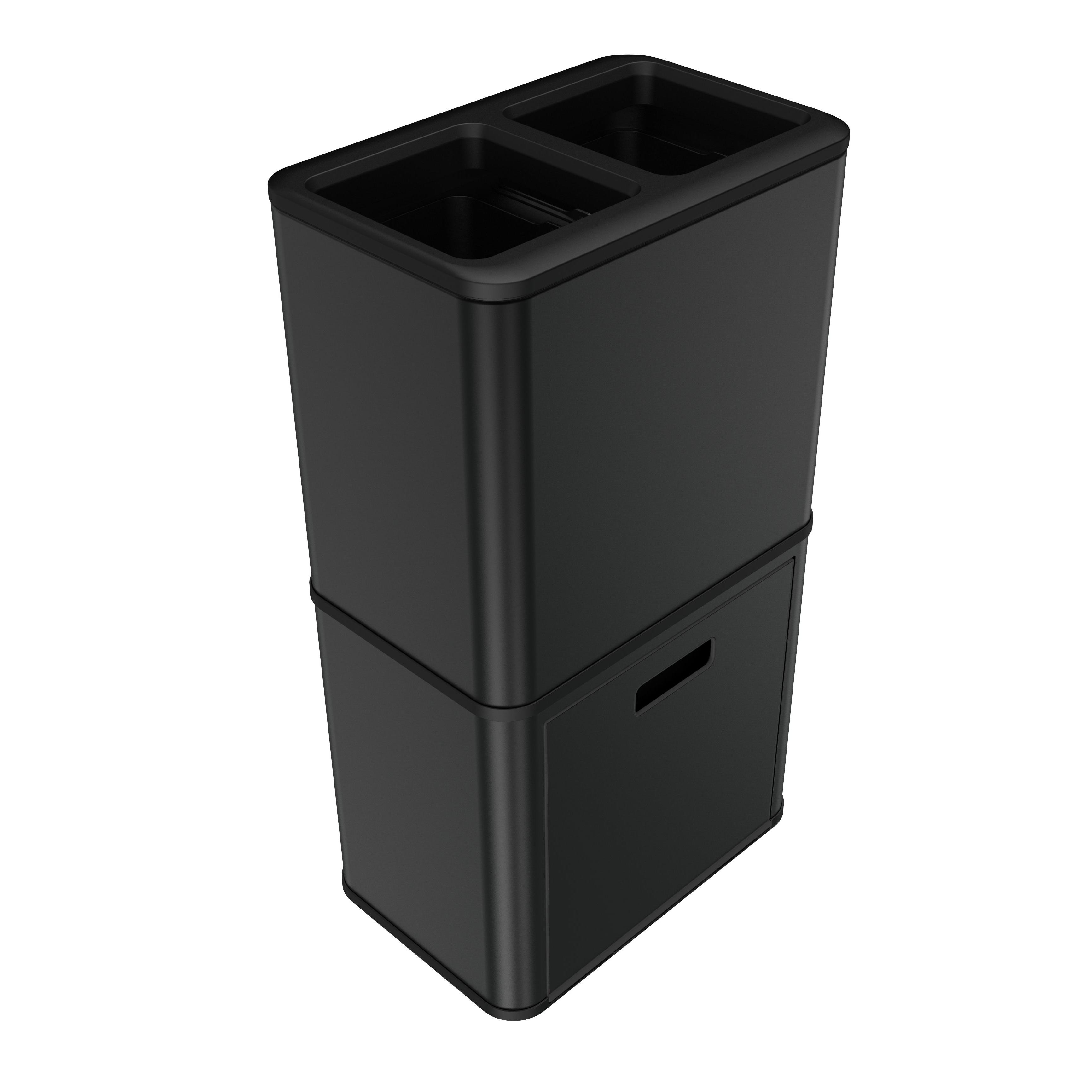 Household Garbage Recycling Bin 2 Compartments Stainless Steel Trash Can Print Customized Finger Accept