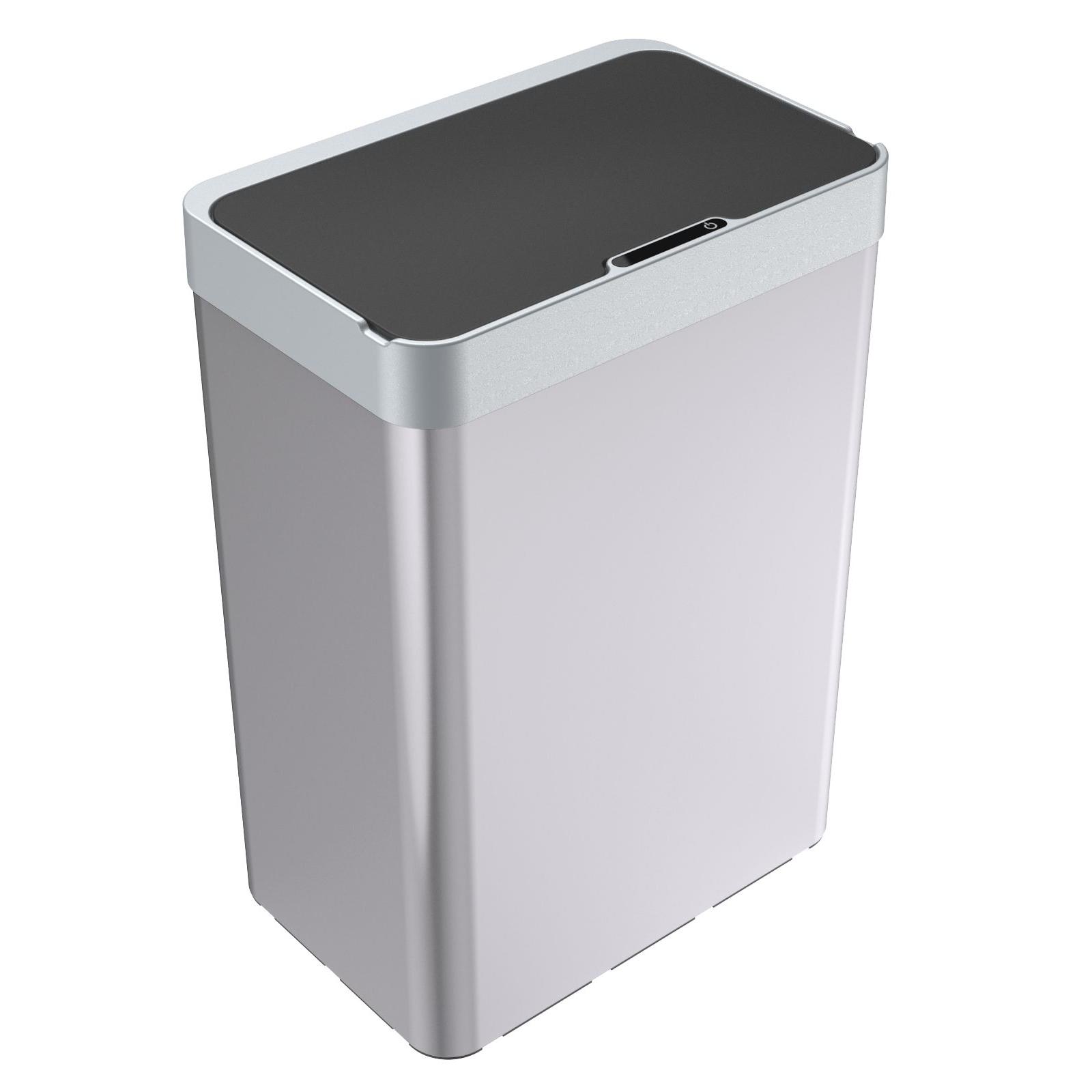 different capacities works well at home Touch-free pressure sensor bin auto sensors automatic stainless steel trash can 6668D